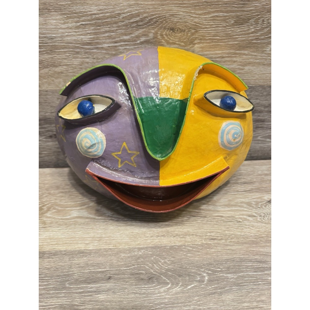 Gina Truex Split Sun Moon Celestial Papier-Mâché Wall Mask Signed And Numbered